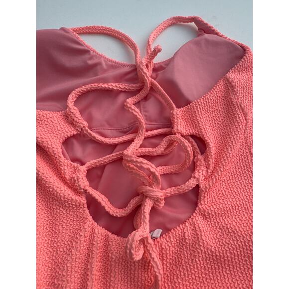 Show Me Your Mumu Positano Peach Sherbet Scrunch Textured One Piece Swimsuit - - Picture 9 of 9